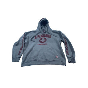 Lifeguard Hoodie Clearwater Beach Florida Mens Large Gray Red Sweatshirt